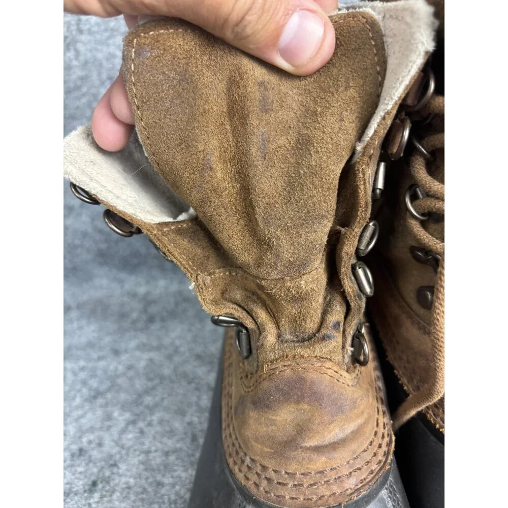 Sorel Slimpack II Lace Boots Womens Size‎ 8 Brown Black Waterproof Duck Boot
